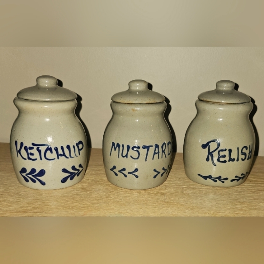 Rare Vintage BBP Beaumont Brothers Pottery Stoneware Condiment Jars